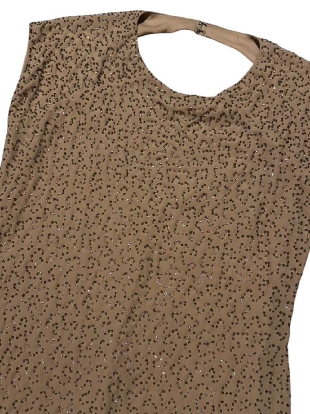 ✨VTG Y2K BEBE Neutral Women’s Beaded Open Back Cocktail Homecoming Mini Dress M - Picture 6 of 10